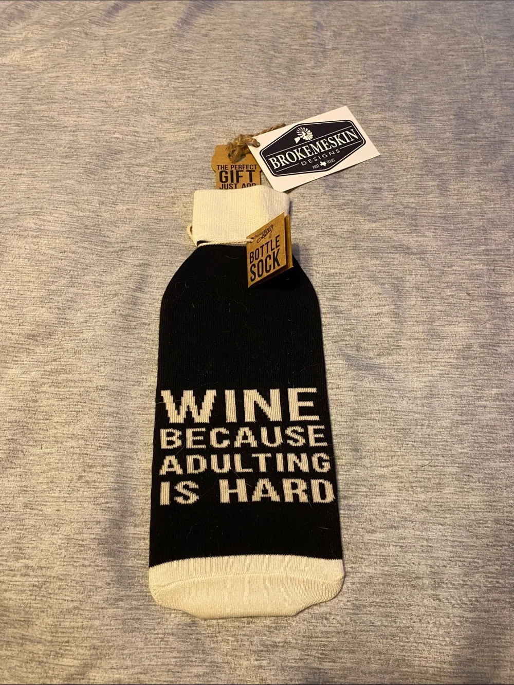 Primitives By Kathy Wine Bottle Sock Black & Ivory NWT